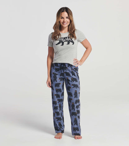 T-shirt de pyjama pour femme – Ours « Stay Wild »