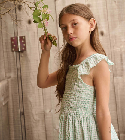 Robe froncée en seersucker – Vichy