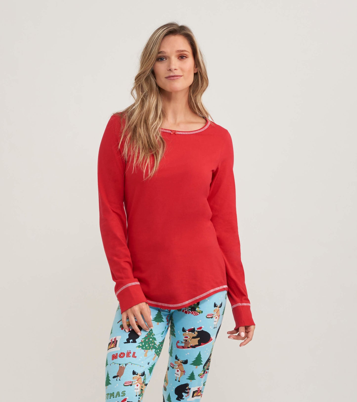 Haut en jersey extensible pour femme – Rouge des fêtes
