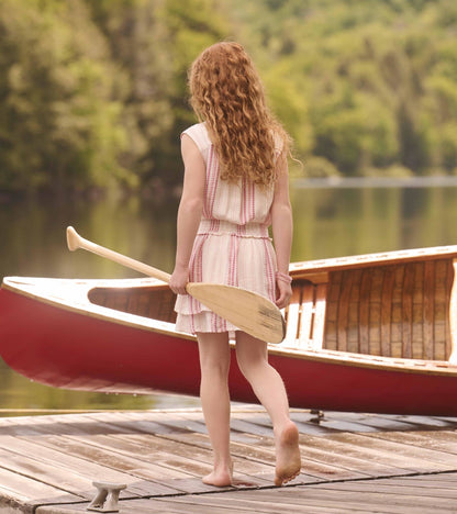 Robe à taille froncée – Ruban à rayures