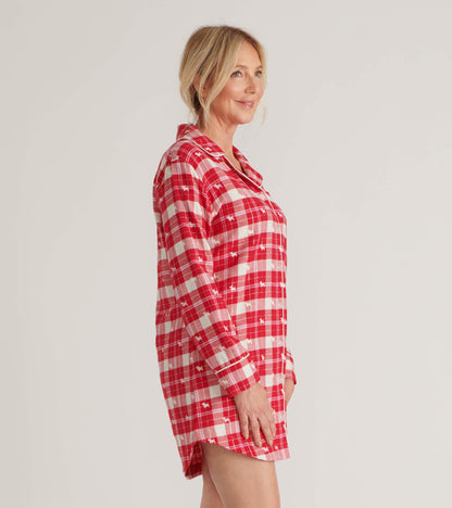 Chemise de nuit en flanelle pour femme – Chiens sur motif écossais