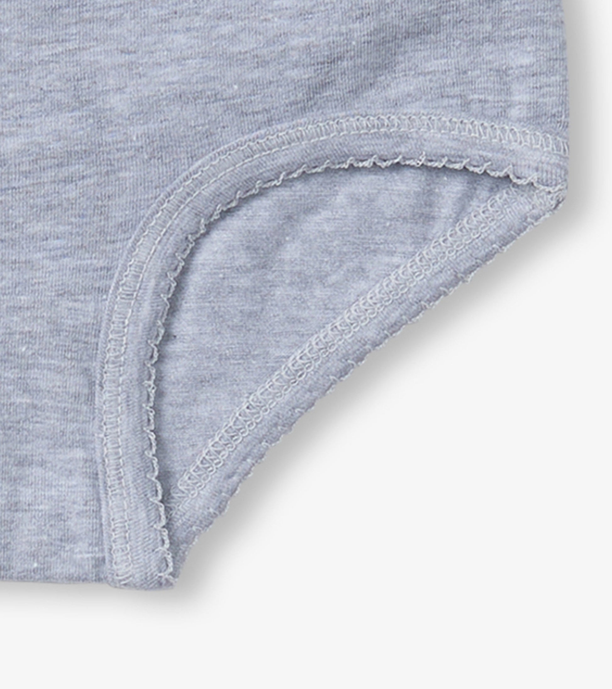 Light gray hipster underwear with a soft, smooth texture and scalloped edges, designed for girls.