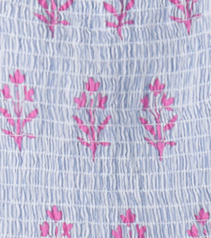 Robe froncée en seersucker – Fleurs sauvages
