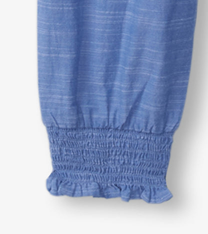 Combipantalon froncé en chambray –