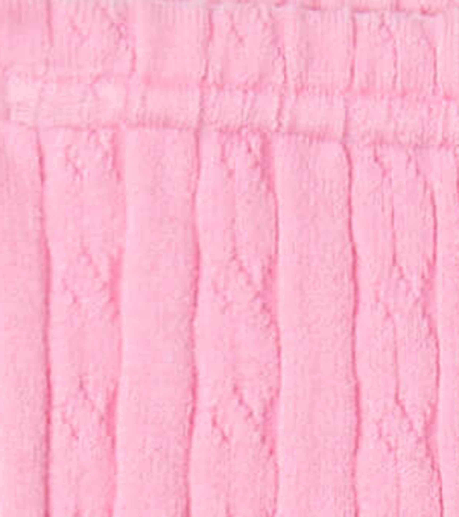 Baby pink cable knit leggings with a soft texture, suitable for infants aged 0-24 months.