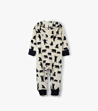 Combinaison de jour à capuchon en molleton pour enfant – Ours noirs