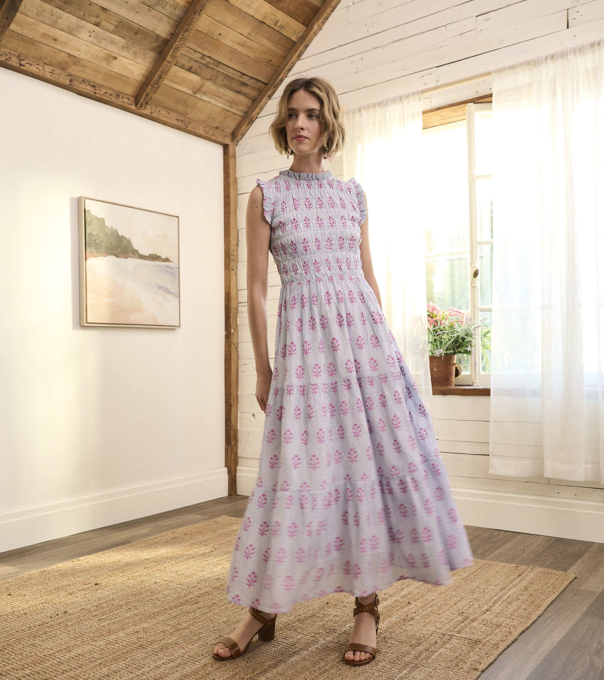 Smocked Maxi Dress - Wildflower Seersucker Smocked Maxi Dress - Wildflower Seersucker