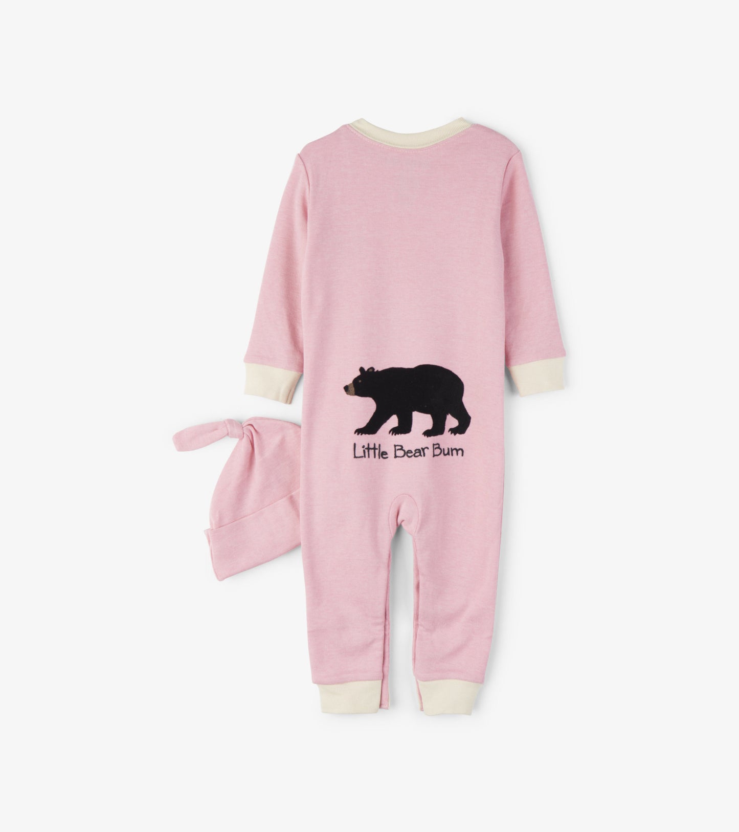 Dormeuse et bonnet – Petit ours sur fond rose « Bear Bum »