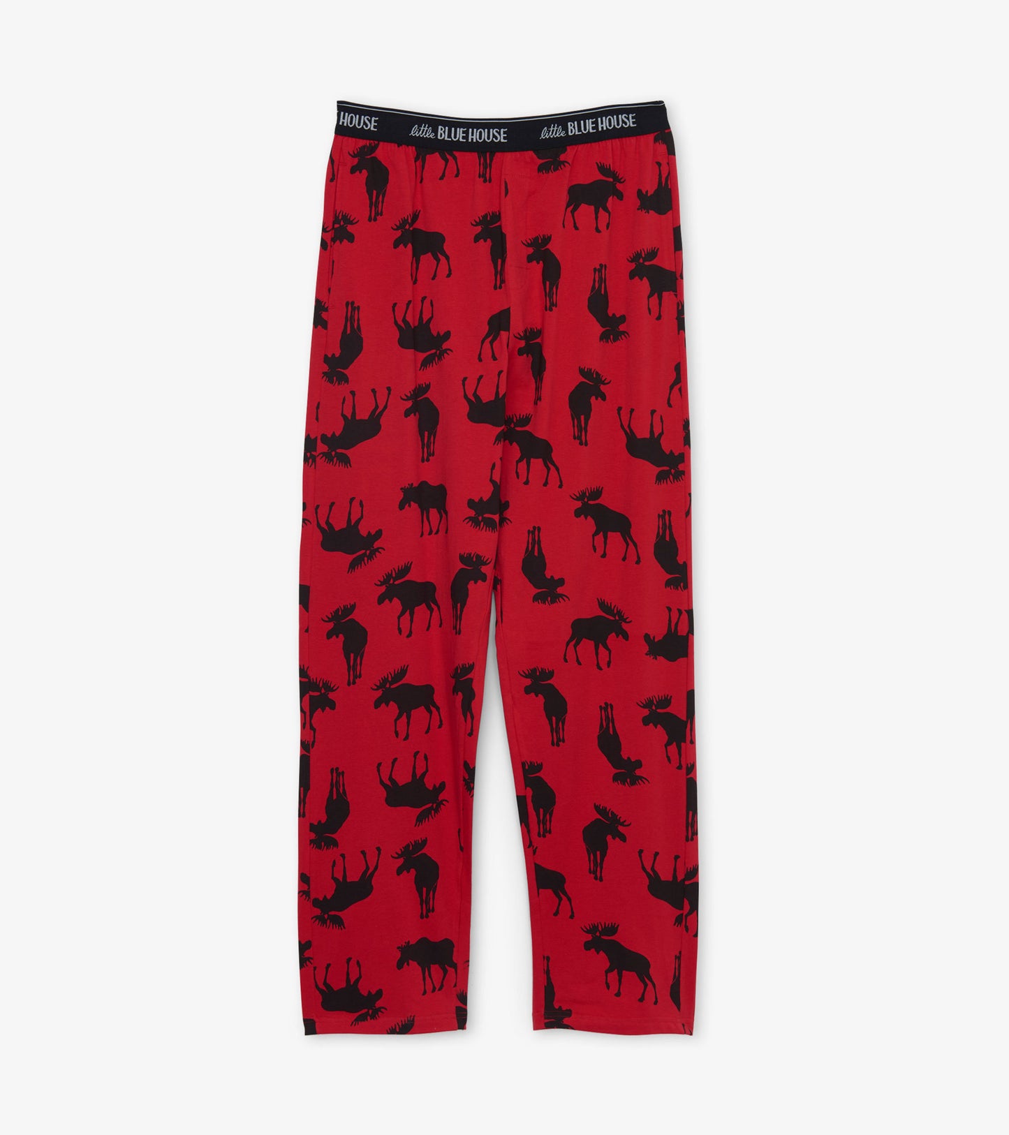 Pantalon de pyjama en jersey pour homme – Orignal sur fond rouge