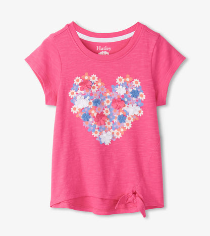 T-shirt noué sur le devant – Cœur de chiffon