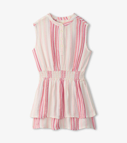 Robe à taille froncée – Ruban à rayures