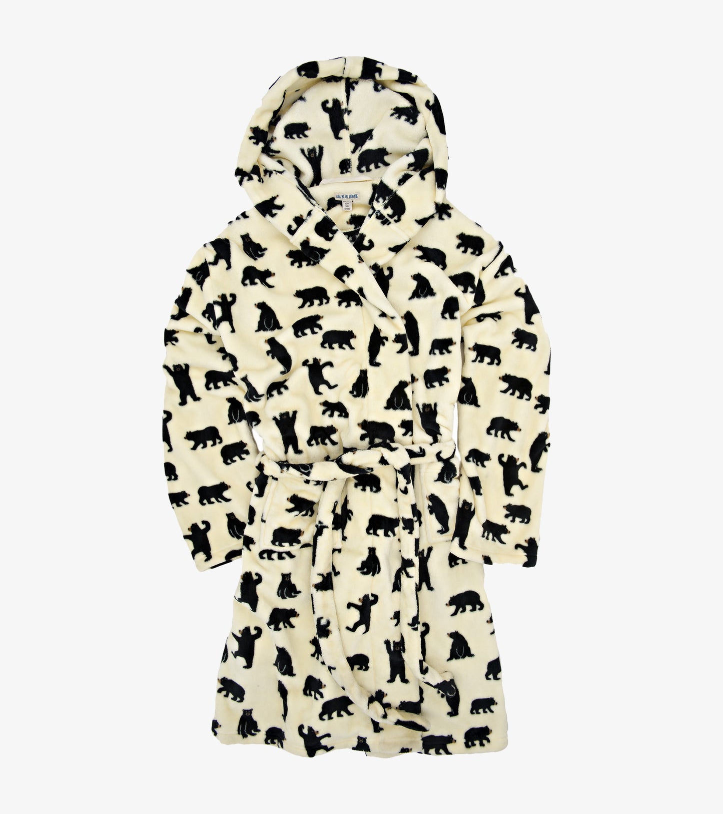 Peignoir en molleton pour adulte – Ours noirs sur fond naturel