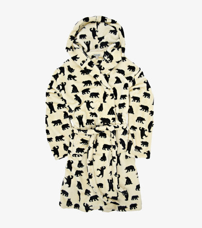 Peignoir en molleton pour adulte – Ours noirs sur fond naturel