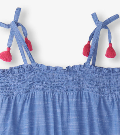 Combipantalon froncé en chambray –