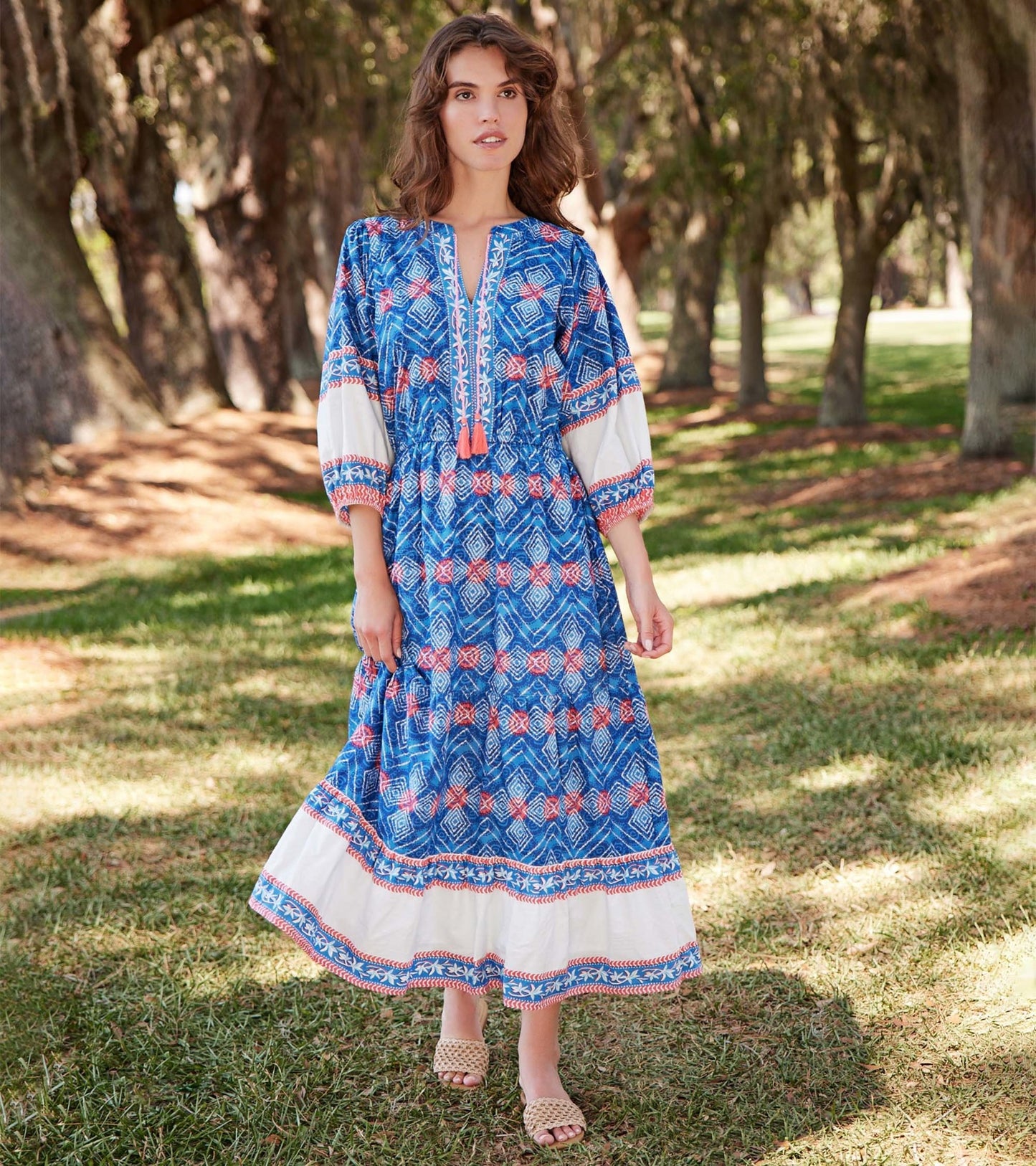 Robe longue celine – Motifs de losanges créés par shibori