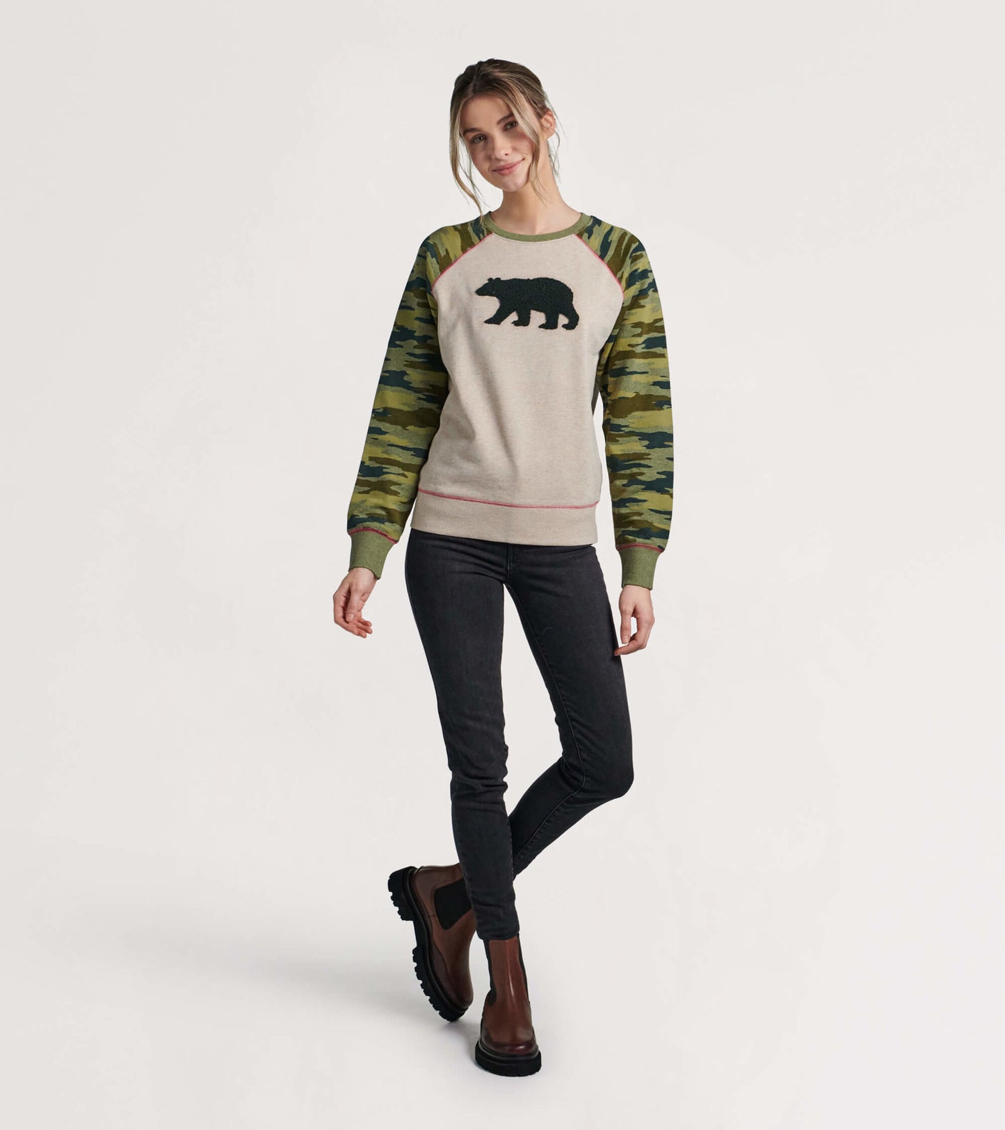 Pull pour femme, collection Heritage – Ours et motif camouflage