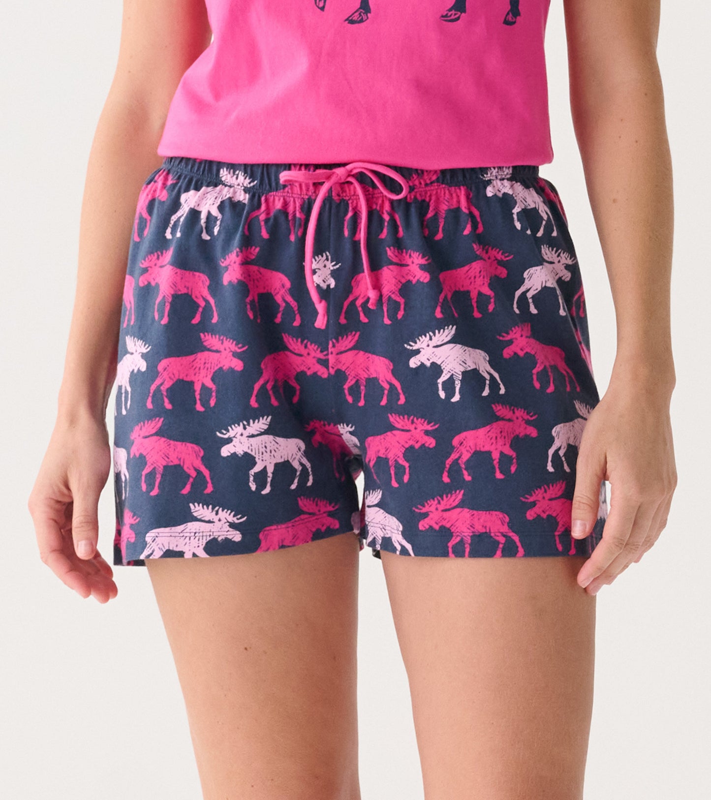 Caleçon de nuit pour femme – Orignaux framboise