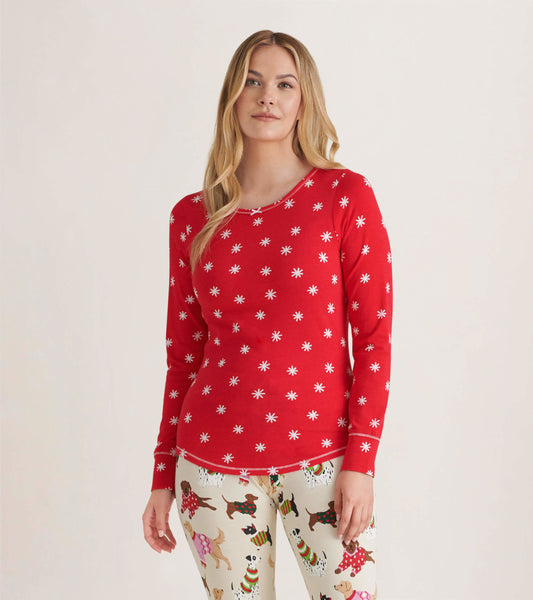 Haut en jersey extensible pour femme – Flocons de neige