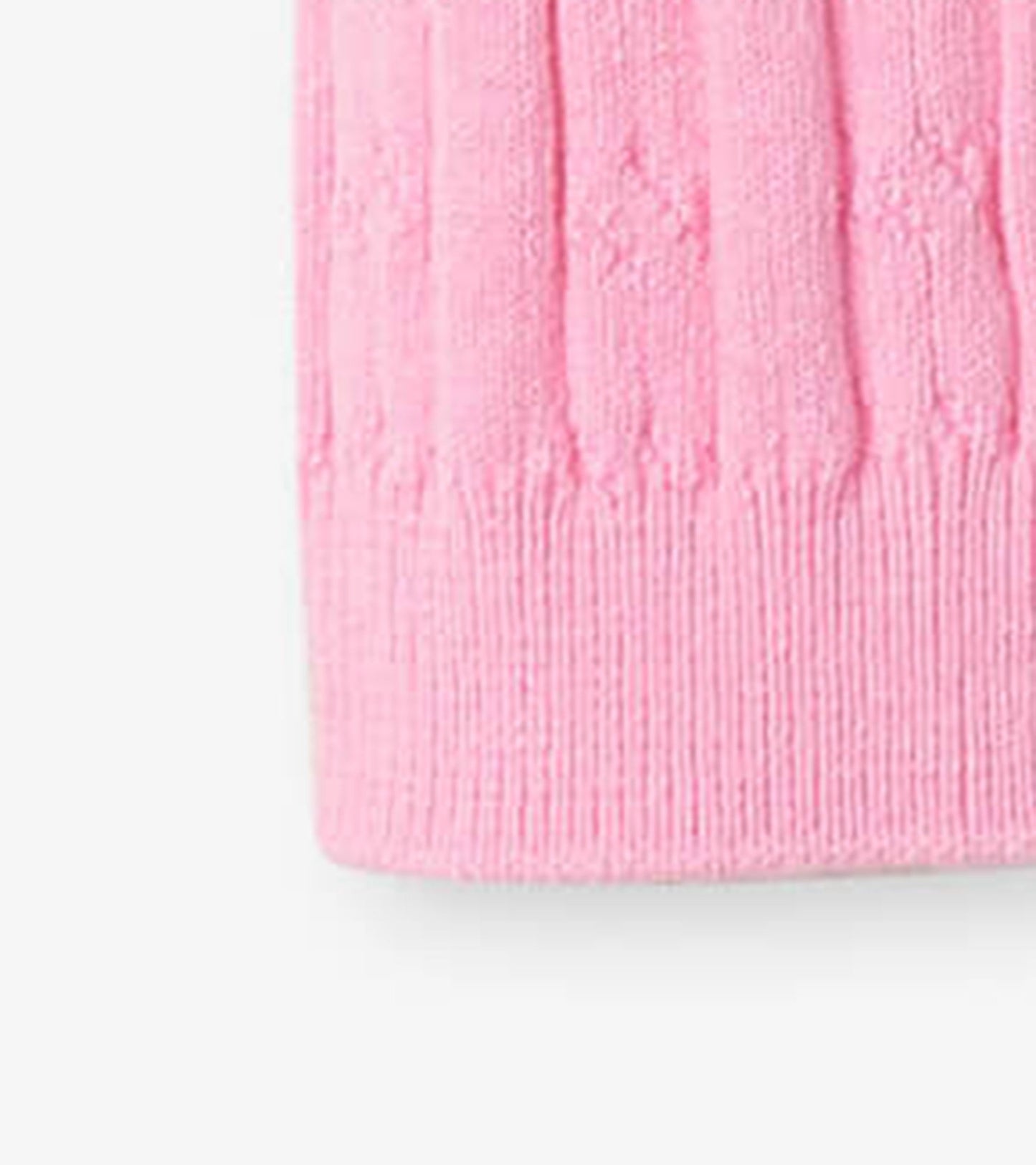 Baby pink cable knit leggings with a soft texture, suitable for infants aged 0-24 months.