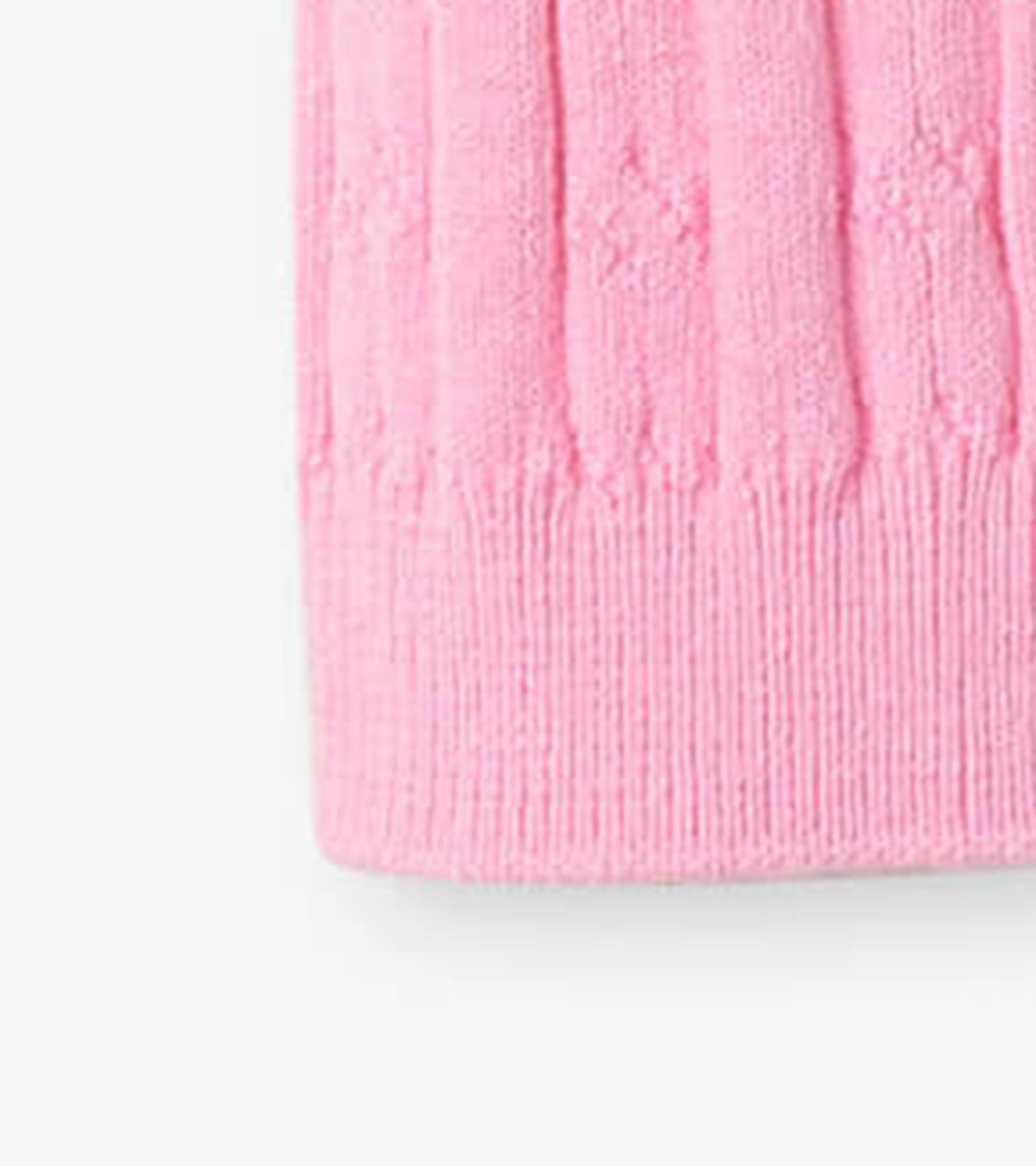 Baby pink cable knit leggings with a soft texture, suitable for infants aged 0-24 months.