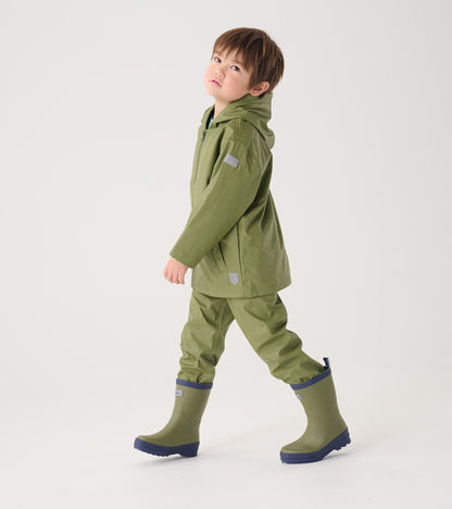 Boys Forest Green Zip-Up Rain Jacket