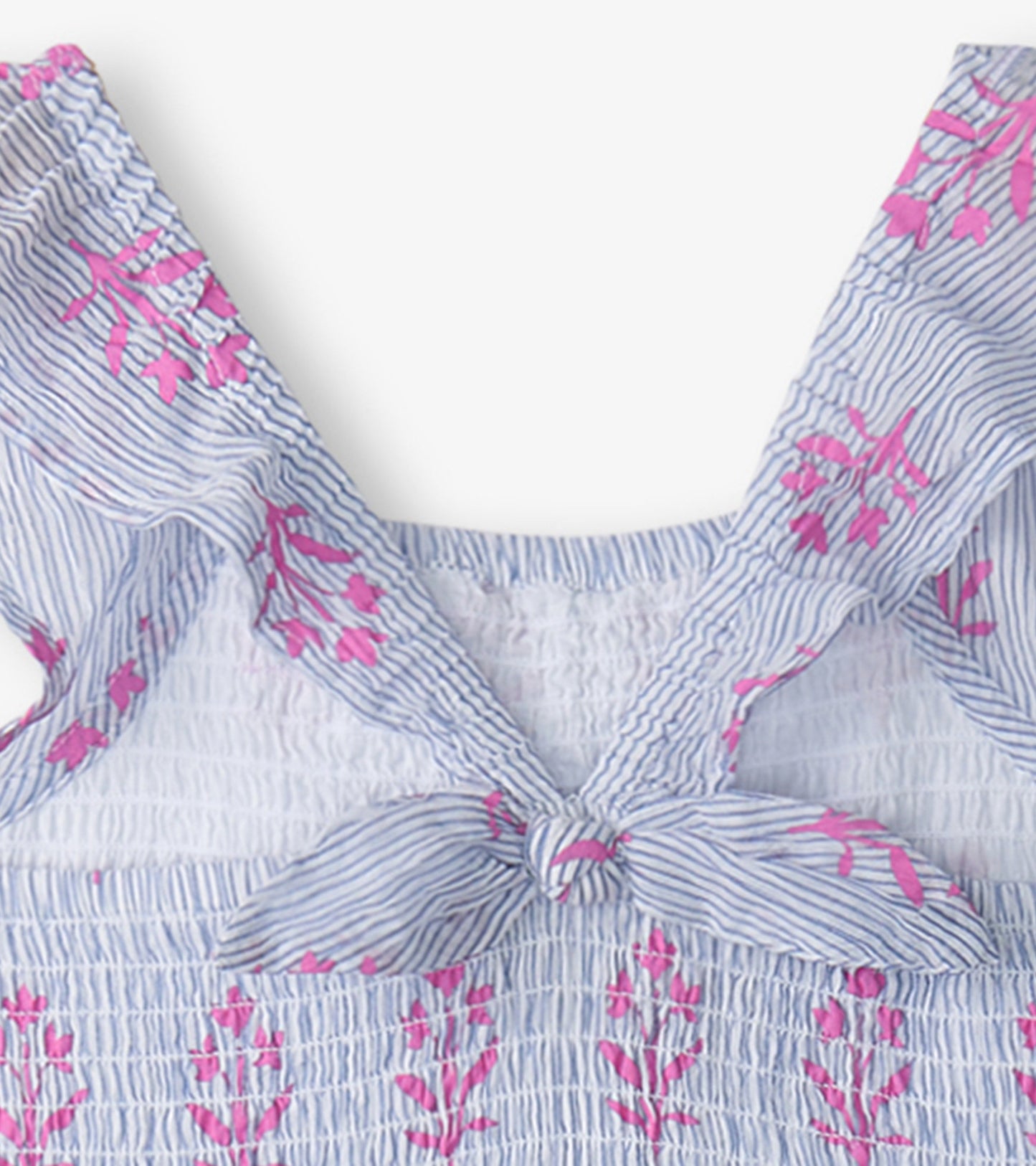 Robe froncée en seersucker – Fleurs sauvages