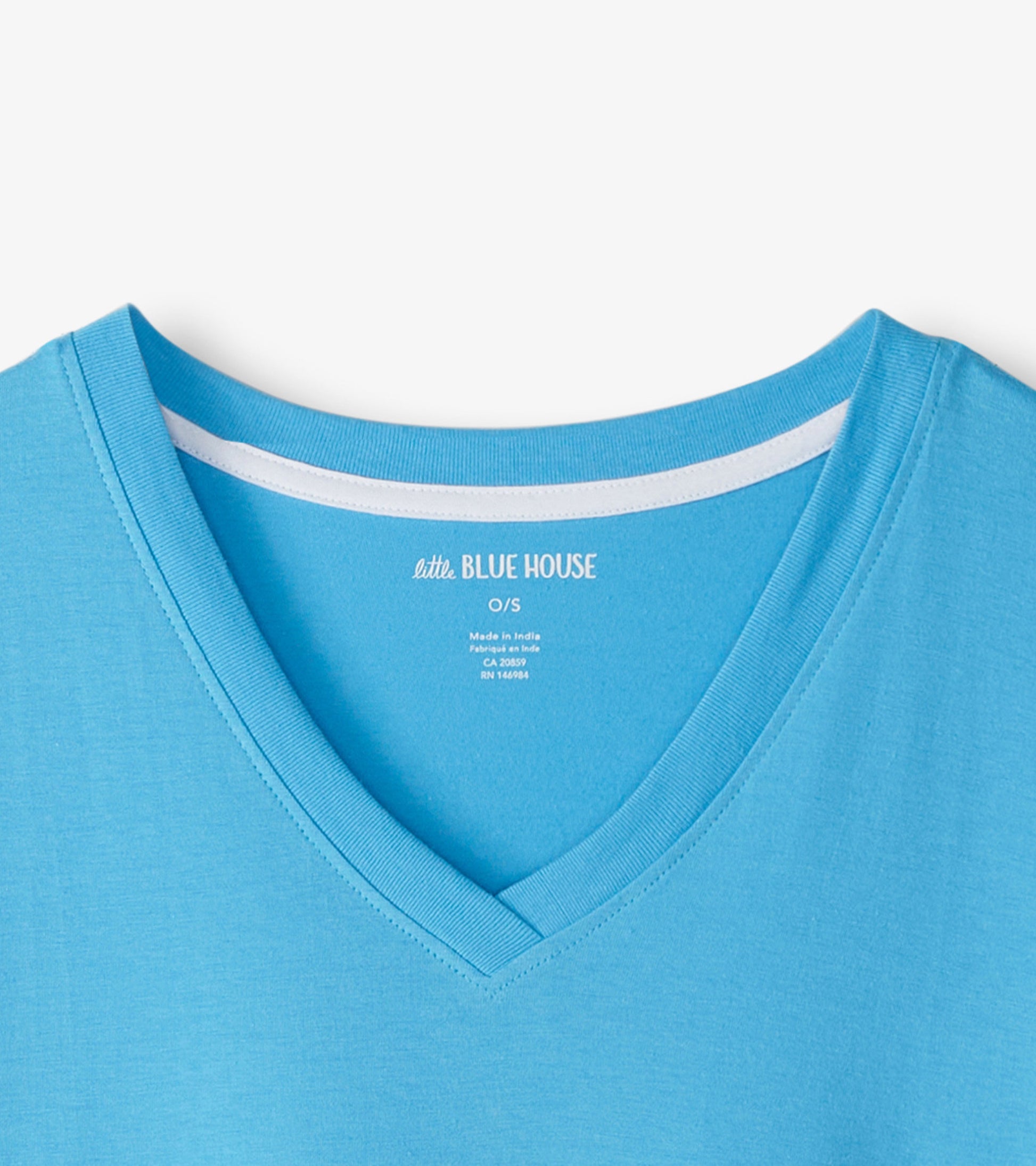 Light blue women's sleepshirt featuring a V-neckline and soft fabric, designed for comfort and relaxation.